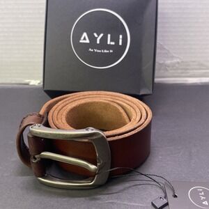 Ayli Men's Brown Leather Belt Size 39"